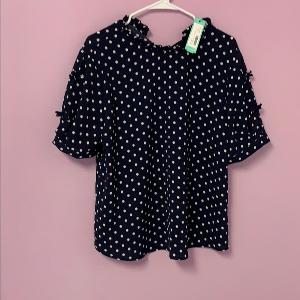 Navy blue and white blouse. New with tags